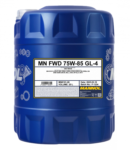 Трансмиссионное масло MANNOL FWD Getriebeoel 75W-85 GL-4  20 л. п/синт.